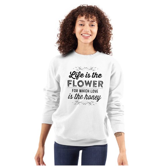 Cute Life is Flower Love the Honey Women Plus Size Crewneck Sweatshirt Brisco Brands 2X