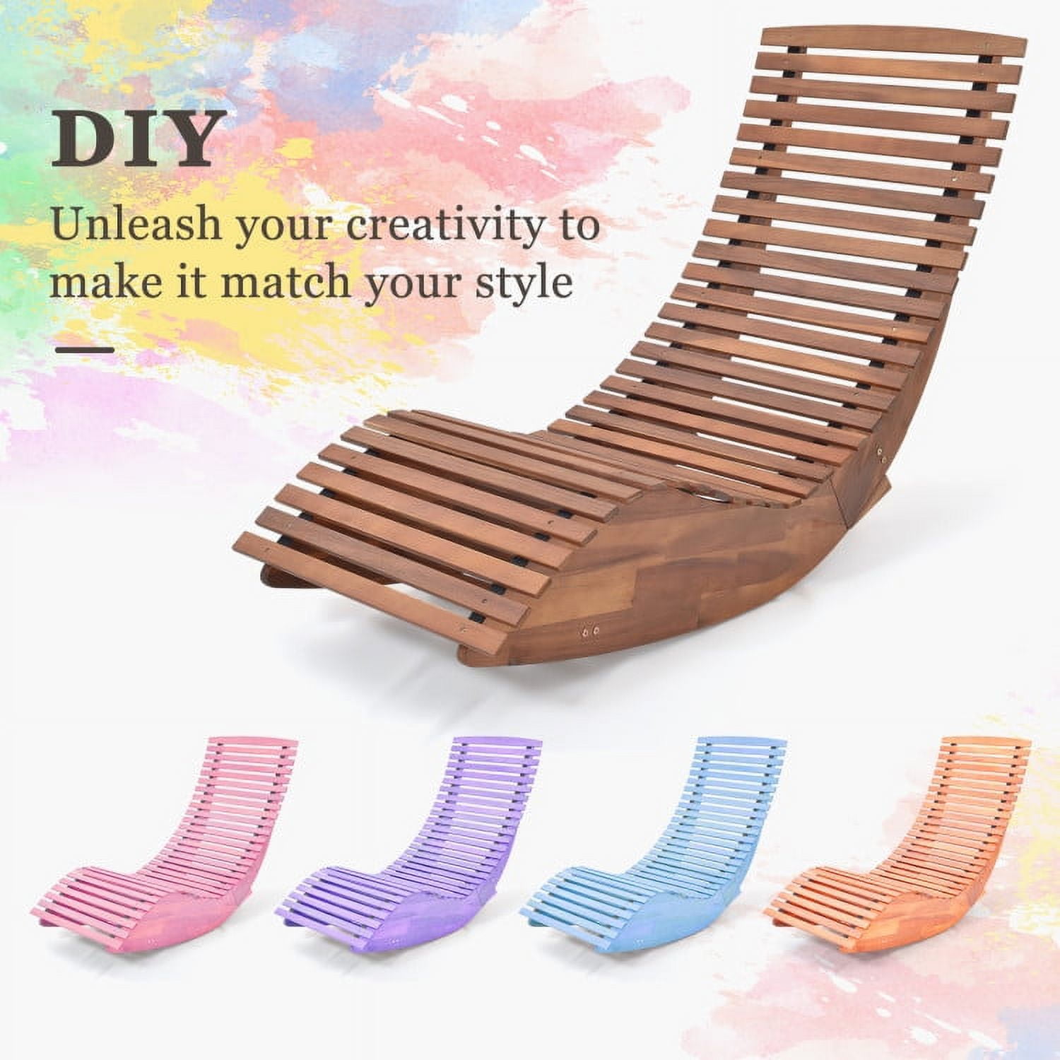 Aimee Lii Outdoor Wooden Rocker for Lawn, Porch, Backyard, Comfortable