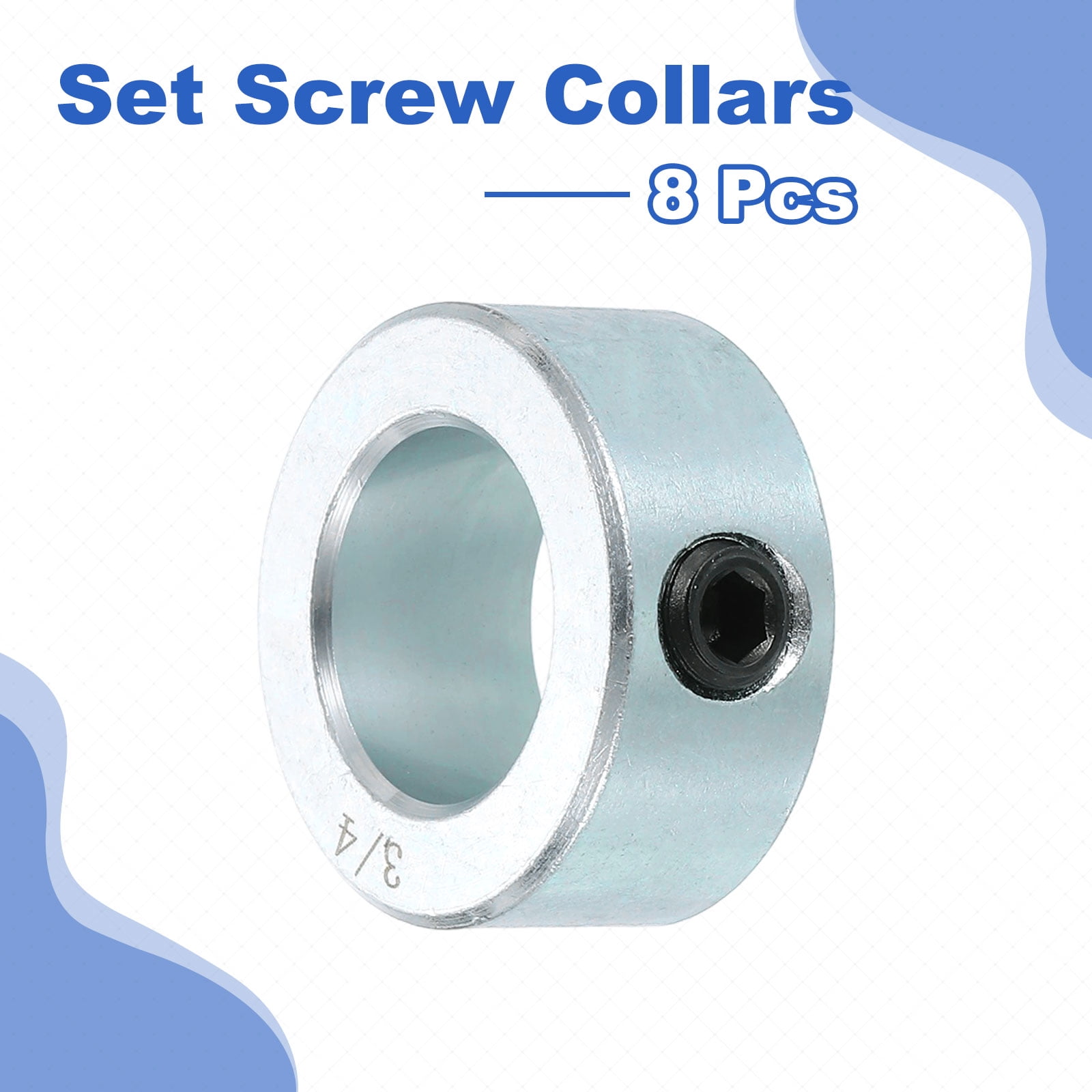 8pcs Set Screw Collars 3/4" Bore Carbon Steel Shaft Collars, 1-1/4" OD, 9/16" Width Lock Axle Collar Clamp