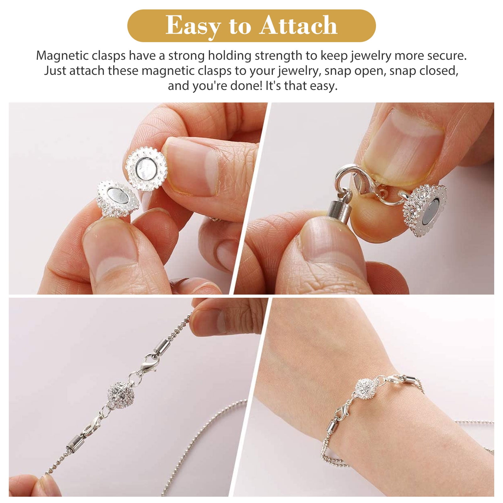 Built-In Safety Locking Magnetic Jewelry Clasp for Necklace and Bracelet Light Small Extender Lobster Clasps Pineapple Texture Metallic Finishes