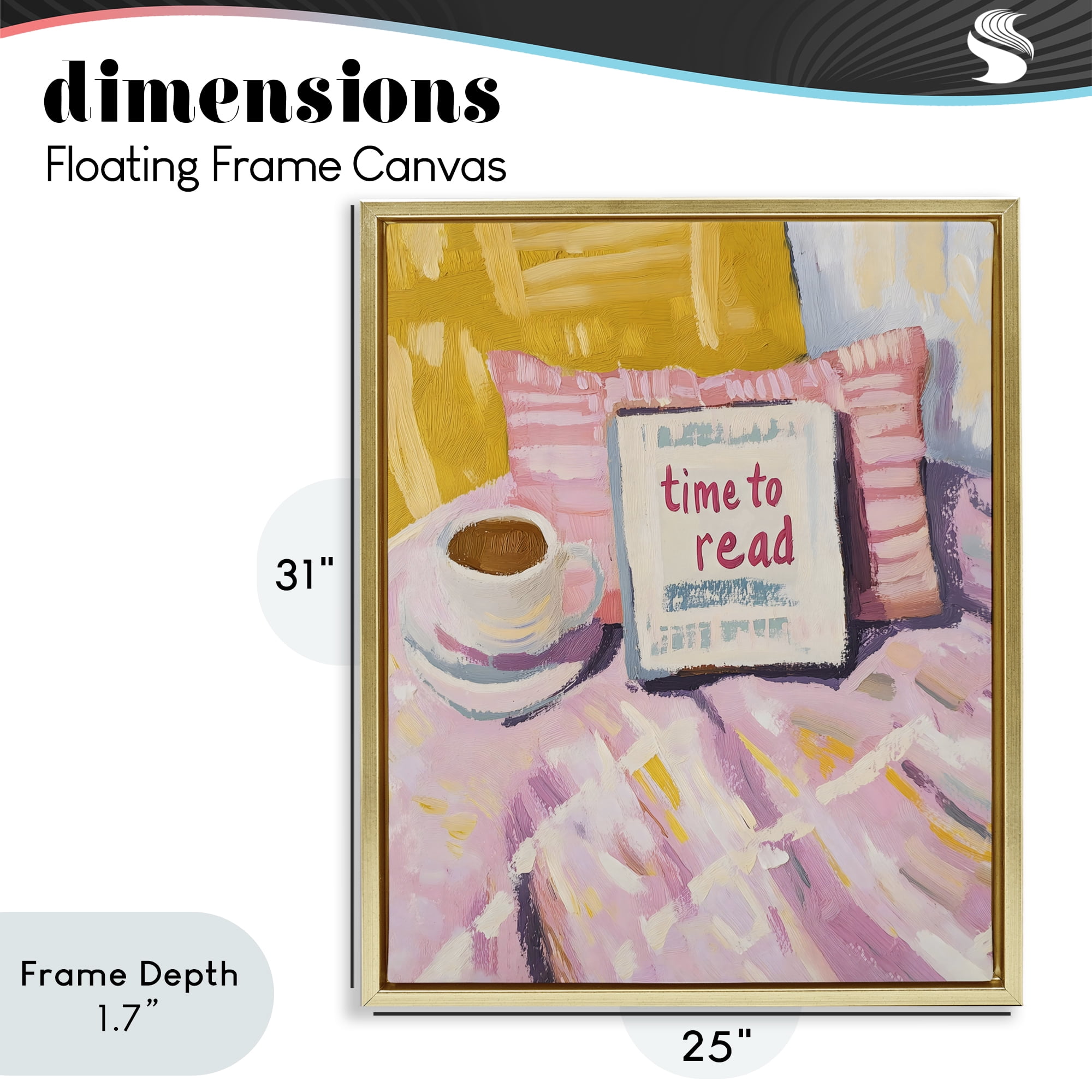 Stupell Industries Time To Read in Morning Gold Framed Floater Canvas Wall Art, design by The Prints Vibe
