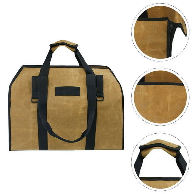 OUNONA Outdoor Adventure Firewood Storage Holders Khaki 1Pcs Strong Material Design