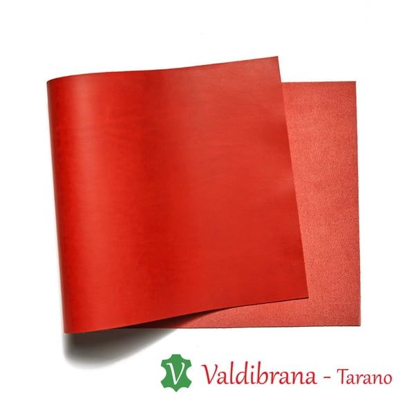 Valdibrana Conceria, Tarano, Italian Vachetta Leather, Panel, Candy Apple Red