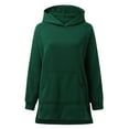 thumbnail image 5 of Ladies Solid Color Thickened Slit Front Pocket Long Sleeve Hoodie Cowl Neck Side Slit Pockets Hoodie Hoodie Women with Pockets Tunic Length Jackets Long Jacket Women Womens Oversized Sweatshirts And, 5 of 8