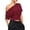 Burgundy, variant on Wrongduck Women's Off Shoulder Crop Top Ruched Short Sleeve Asymmetrical T Shirt Casual Going Out Slim Fit Blouse