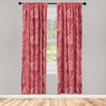 thumbnail image 3 of Ambesonne Abstract Curtains, Leaf-Like Whimsical Lines, Pair of 28"x63", Dark Coral and Champagne, 3 of 5
