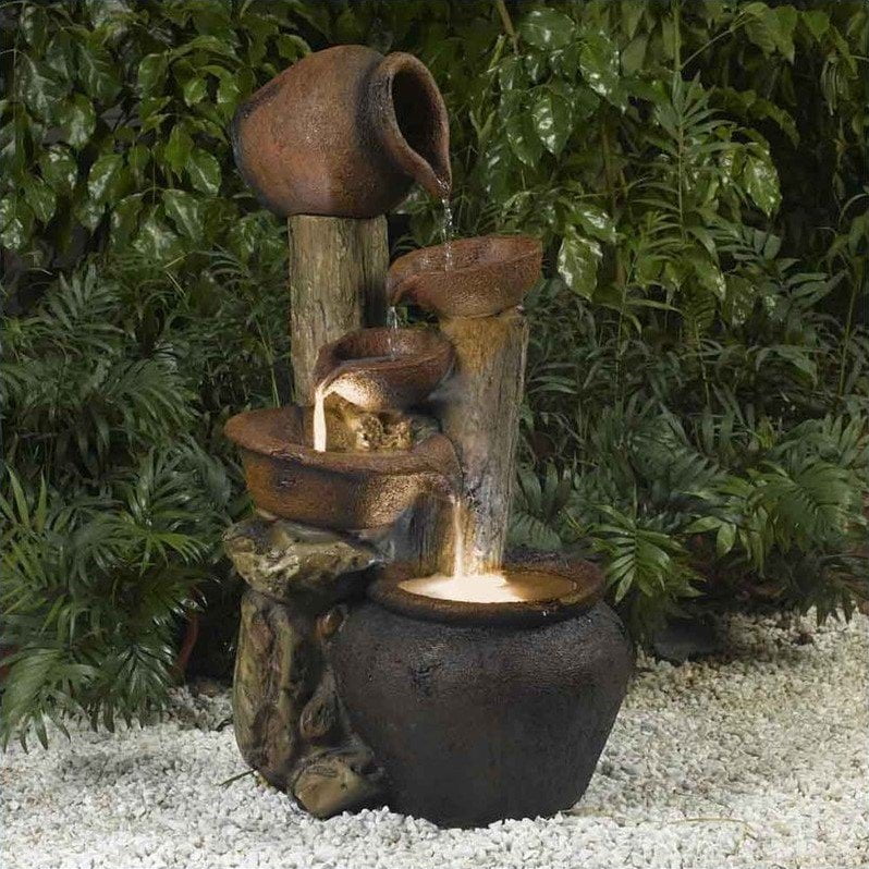 Jeco Pentole Pot Indoor Outdoor Fountain With Illumination
