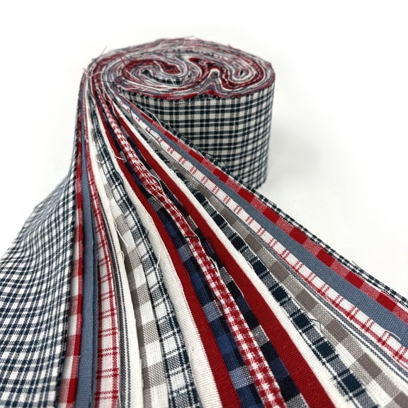 Red, White and Blue Homespun Plaid Fabric 2.5 X 44-inch Americana Precut Roll (Jelly Roll)- 22 pc. by JCS