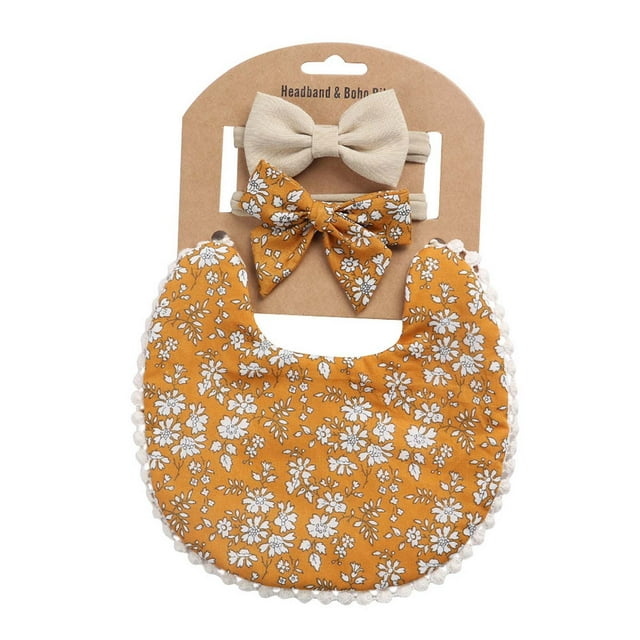 Conjunto de diadema de saliva de doble cara de lino y algodón con estampado a cuadros para bebé pequeño de SDJMa
