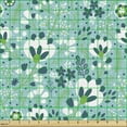 thumbnail image 2 of Floral Fabric by the Yard, Tulips Inspired Flower Motifs Berries Branches Leaves, Decorative Upholstery Fabric for Sofas and Home Accents, Seafoam Petrol Blue by Ambesonne, 2 of 5