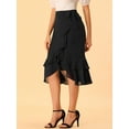 thumbnail image 2 of Falda midi de verano de cintura alta Allegra K con capas de lazo de gasa y dobladillo con volantes para mujer Negro S, 2 of 6