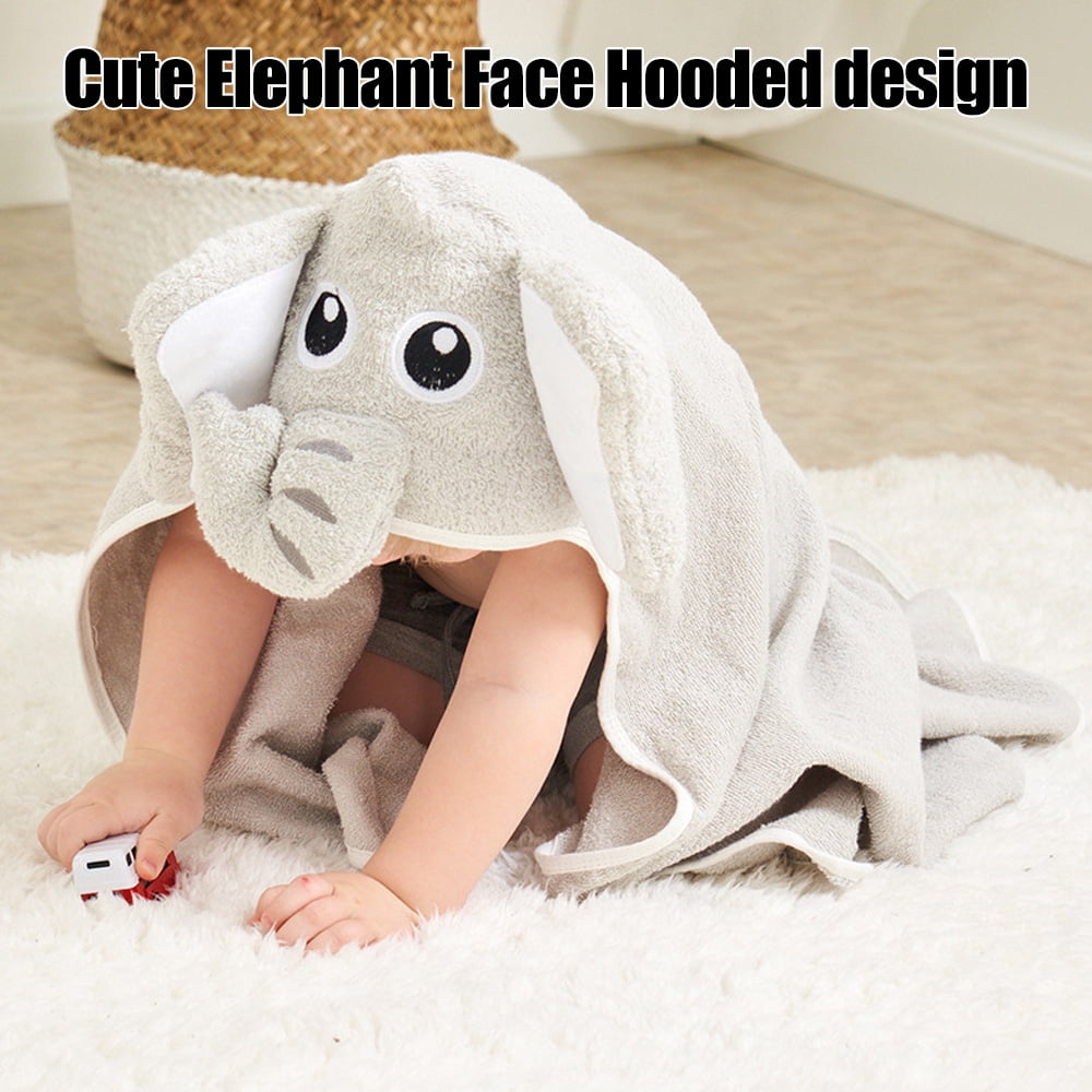 Mistaha Cute Elephant Hooded Baby Towel Cotton Bath Towel with Hood for Babies Toddlers Soft and Absorbent 90 90cm 35 35in Walmart