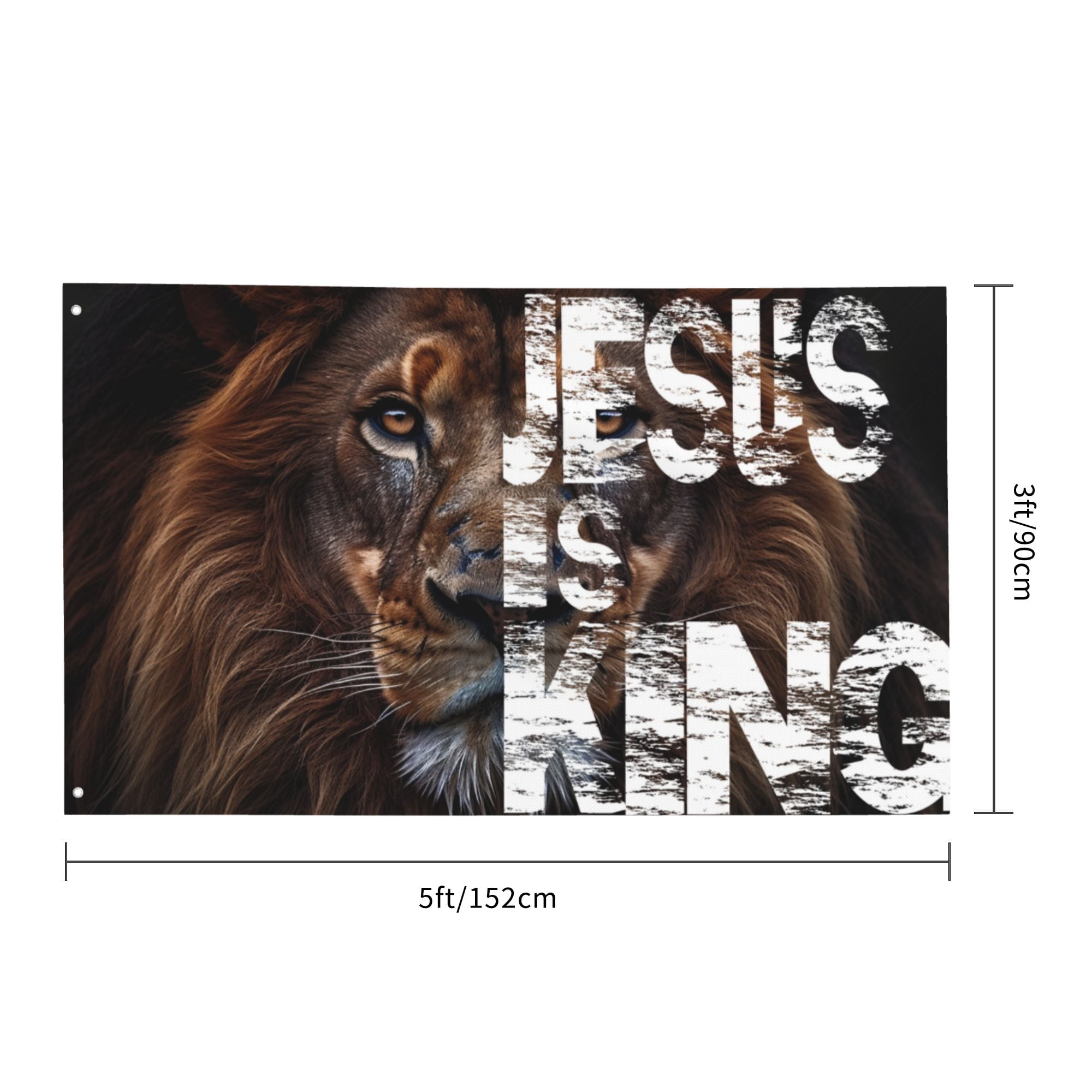 VIVACITE Lion of Judah Flag Jesus Flag Christian Flag 3x5 Outdoor Religous Christian Gifts for Women Faith Based Gifts Prayer Flags Outdoor Christian Garden Decor Church Decor, Jesus Is King