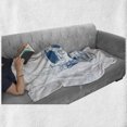 thumbnail image 6 of Skull Soft Flannel Fleece Throw Blanket, Hand Drawn Human Skull with Science Elements Background Theme Illustration, Cozy Plush for Indoor and Outdoor Use, 50" x 60", Blue White, by Ambesonne, 6 of 6
