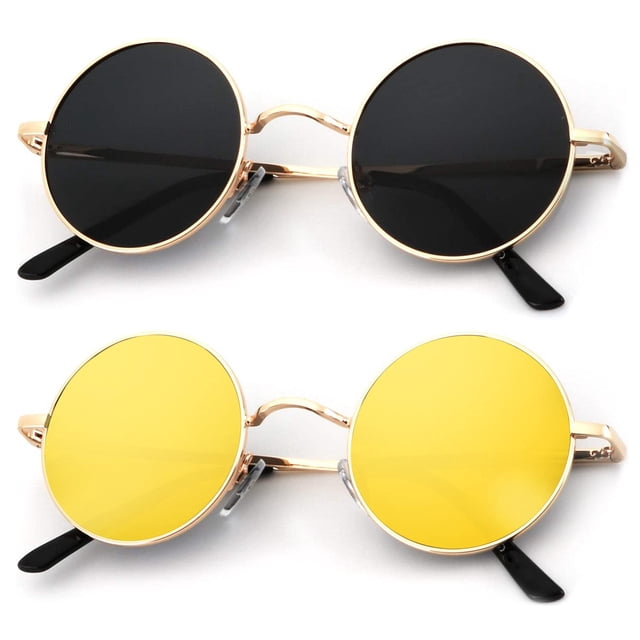 Gafas de sol KALIYADI redondas polarizadas retro de metal UV400 45 mm
