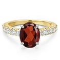 thumbnail image 3 of Gem Stone King 14K Two Tone Gold Red Garnet and Lab Grown Diamond Engagement Ring for Women | 3.45 Cttw | Oval 10X8MM | Gemstone January Birthstone | Size 5, 3 of 6