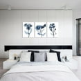 thumbnail image 3 of 3 Piece Canvas Wall Art Navy Flower Painting Art Prints Blue Floral With Butterfly Picture Artwork Modern Bedroom Bathroom Wall Decor Framed Ready to Hang Each Panel 12x16 Inches, 3 of 6