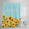 thumbnail image 4 of Summer Flowers Shower Curtain, 72" x 72", Watercolor Sunflower Letter Print Blue Stripes Waterproof Bathroom Curtain Washable Shower Curtain Set with 12 Hooks, 4 of 8