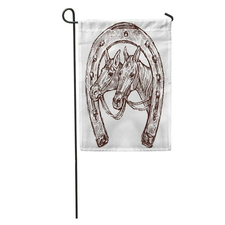 - KDAGR Horse Horseshoe Sketch Head Cartoon Contour Drawnbyhand Garden Flag Decorative Flag House Banner 12x18 inch