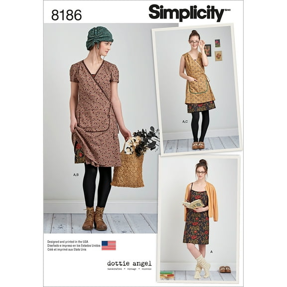 Simplicity Misses' Size 12-20 Dottie Angel Frock Wrap and Slip Dress Pattern, 1 Each