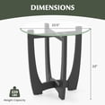 thumbnail image 3 of Glass End Table, 23.5" Round Side Tables with Black Tempered Glass Top Cross and Solid Wood Base Small Night Stand for Living Room Office Apartment Black, 3 of 8