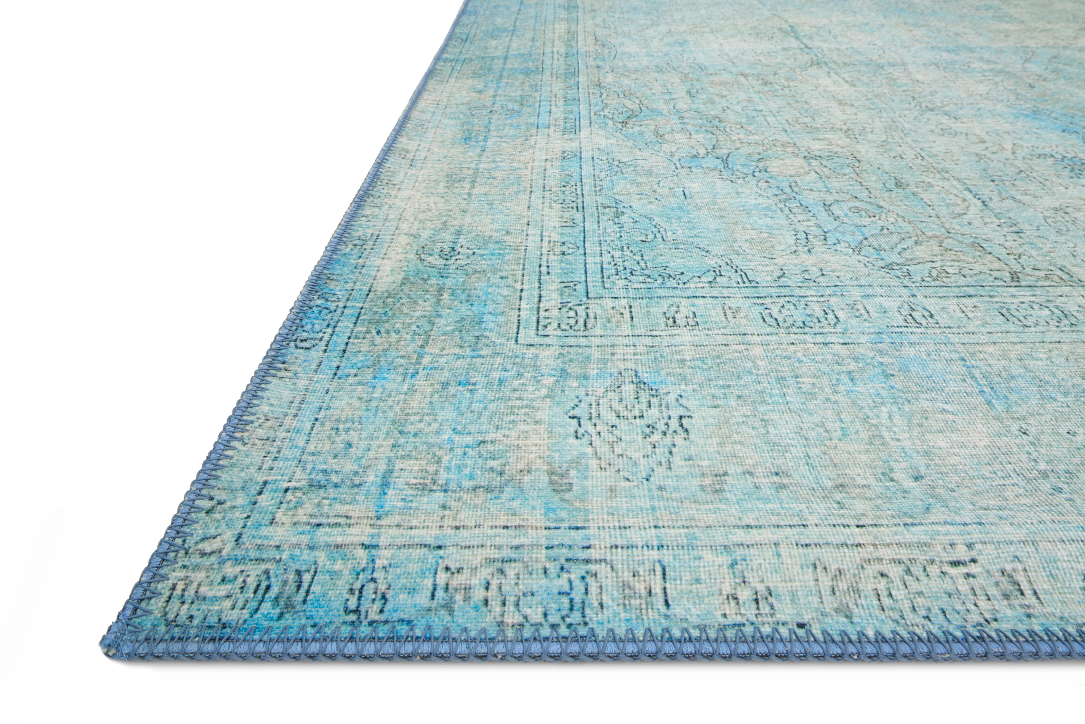 Loloi Loren Collection LQ-08 Aqua Oriental Area Rug 7'-6" x 9'-6"