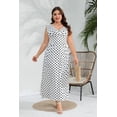 thumbnail image 5 of AURA Plus Size Polka Dot V Neck Maxi Dress Sleeveless Stretch Pleated Elegant 1XL 2XL 3XL 4XL, 5 of 10