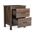 thumbnail image 5 of 19.15" Nightstand, Minimalist Beside Table with 2 Drawers, Open Shelf, 2 Black Metal Handles, Nightstand for Bedroom, Apartment, Living Room, Brown, 5 of 9