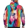 thumbnail image 7 of Lsque Watercolor White Horse Pattern Casual Men's Hoodie,Hooded Sweatshirt with Kangaroo Pocket,Pullover Hoodie-XX-Large, 7 of 7