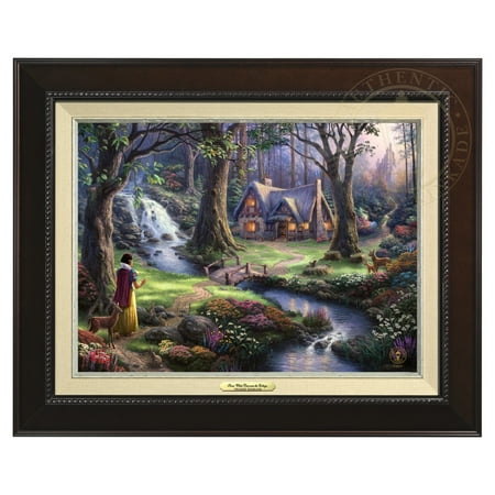 Thomas Kinkade Moonlight Cottage - Thomas Kinkade Snow White Discovers the Cottage - Canvas Classic (Espresso Frame)