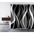 thumbnail image 4 of HVEST Black and White Geometric Shower Curtain with Modern Minimalist Design - Abstract Geometric Bathroom Decor, Waterproof Polyester Fabric, Includes 12 Hooks, 69x70 Inches, 4 of 9