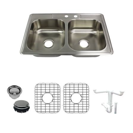 Transolid K-Stde33226-Mr2 Select 33" Drop In Double Basin Stainless Steel Kitchen Sink -