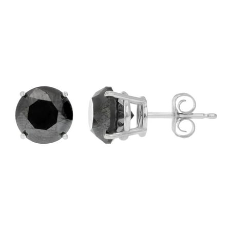 3 cttw Black Diamond Stud Earrings 14K White Gold