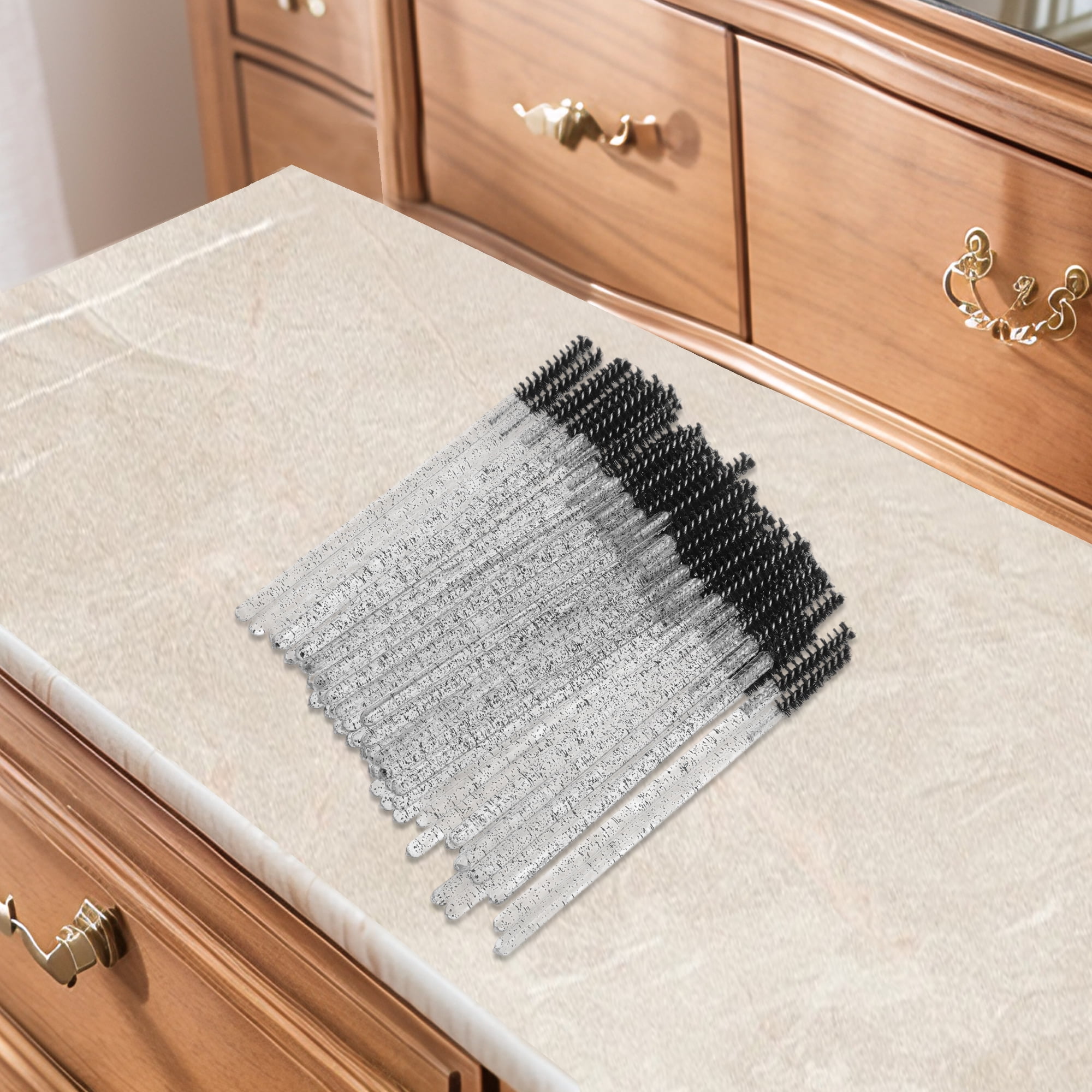 Unique Bargains 50 Pcs Disposable Eyelash Brush for Bathroom Transparent, Black