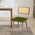 thumbnail image 1 of Green pu leather y natural rattan dining chair con forrado seat y solid wood back, 1 of 8