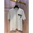 thumbnail image 4 of Camiseta holgada de manga corta con cuello redondo y parche de piel de algodón peinado de High Street para hombre para primavera/verano, 4 of 5