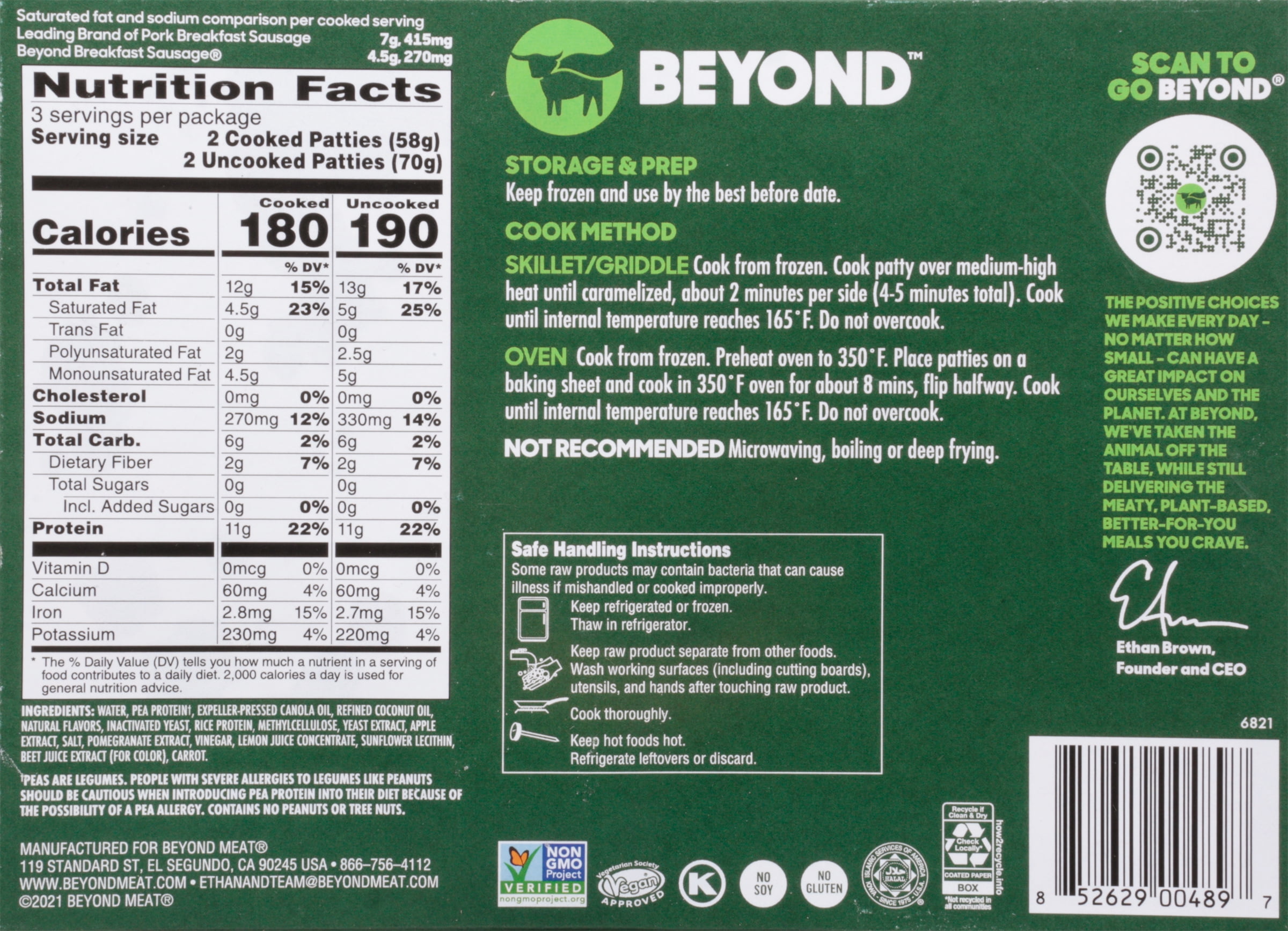 Beyond Meat Beyond Breakfast Sausage Plant-Based Breakfast Patties, Original 7.4 oz