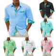 thumbnail image 3 of Mens Beach Hawaii Long Sleeve Slim Fit Shirt Casual Party Formal Tops Blouse, 3 of 7