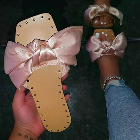 

Summer Slippers For Women Beach Accesseories Flip Flops For Women Women Ladies Girls Flat Bowknot Casual Sandals Slippers Beach Shoes Swimming Pool Accessories Mens Women Slippers