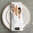 thumbnail image 6 of JL Prime 25 Piece 10 Inch Rose Gold Plastic Dinner Plates Bulk Set, Heavy Duty Reusable Disposable Plastic Plates with Rose Gold Rim for Party and Wedding, 6 of 8