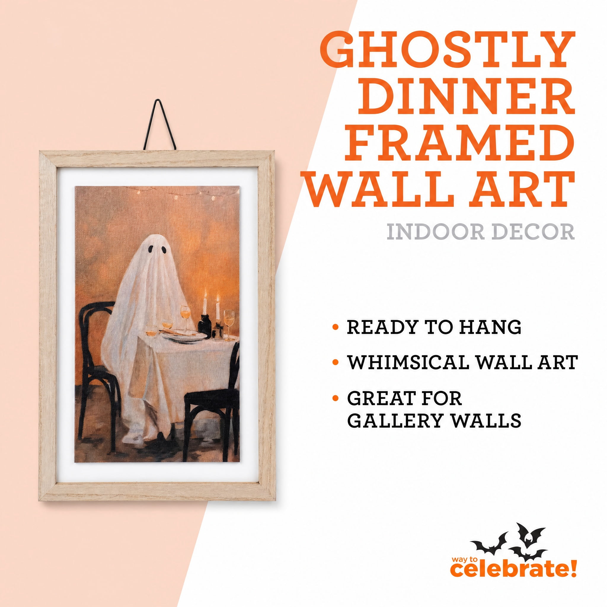 Ghostly Dinner Framed Wall Art, Multicolor, 8" x 12", Halloween by Way To Celebrate