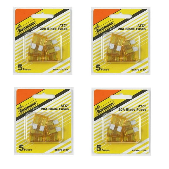 Bussmann ATC Automotive Fuse BP/ATC-20-RP - 20 Amps, Anti-Corrosion - 5 Pack, Yellow