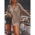 thumbnail image 5 of KelaJuan Women’s Long Sleeve Blouse Loose Button Down Lapel Collar Sparkly Shirts for Spring Fall, 5 of 6