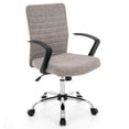 thumbnail image 4 of Linen Office Chair with Arms, Upholstered Mid-Back Desk Chair with Adjustable Height and Back Angle, 360° Swivel with Wheels for Home Office or Study (Light Grey), 4 of 11