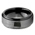 thumbnail image 2 of Tungsten North Dakota The Peace Garden State Band Ring 8mm Men Women Comfort Fit Black Step Bevel Edge Brushed Gray Polished, 2 of 4