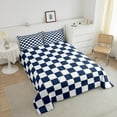thumbnail image 4 of Erosebridal White Blue Plaid Comforter Set Twin Navy Blue Checkerboard Bedding Set Teen,Checkered Grid Quilt Set Modern Aesthetic Geometric Bed Set Room Decor, 4 of 7