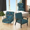 thumbnail image 2 of Designart "Geometric Abstract Waves In Gold And Marine Blue" Upholstered Mid-Century Accent Chair - Arm Chair, 2 of 5