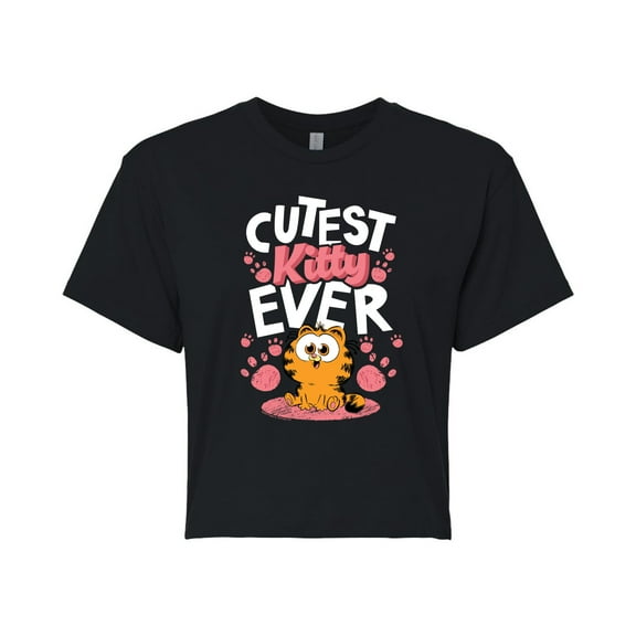 Garfield  - Cutest Kitty Ever  - Juniors Cropped Cotton Blend T-Shirt