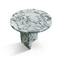 thumbnail image 4 of Grey Blue Natural Marble Coffee Table - Small Living Room Table, Genuine Marble with Unique Veining, Natural Stone, Ø45cm/17.7" H40cm/15.8" - Easy Assembly, 4 of 9