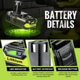 thumbnail image 3 of 2Packs 3.6Ah Lithium Battery Replacement for Ryobi 18V Battery P102 P103 P104 P105 P107 P108 P109 P122 Compatible with Ryobi 18V Cordless Power Tools, 3 of 7